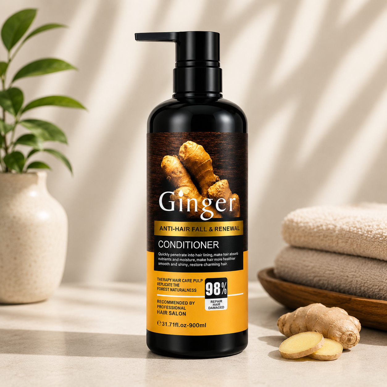 Revitalize Your Hair: Anti-Hair Fall &amp; Renewal Ginger Conditioner (900ml)