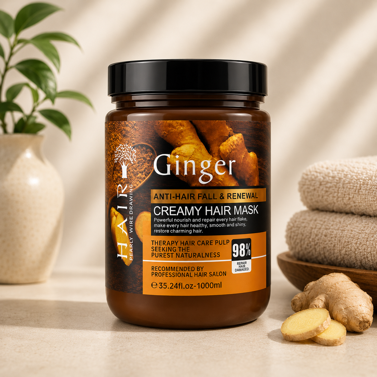 Ginger Anti-Hair Fall &amp; Renewal Creamy Hair Mask (1000ml)