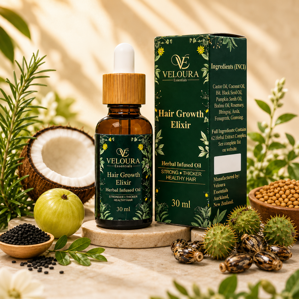 Veloura Hair Growth Elixir – Herbal Infused Oil (30ml)