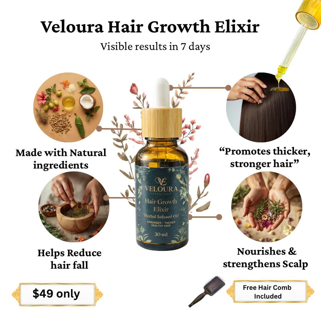 Veloura Hair Growth Elixir – Herbal Infused Oil (30ml)
