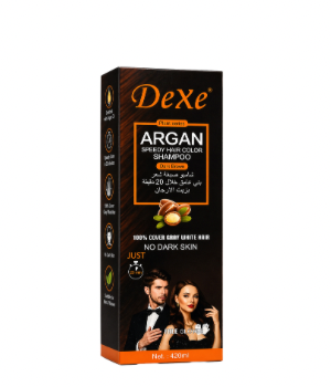 DeXe Argan Speedy Hair Color Shampoo – Instant Black Hair in 5 Minutes | Grey Coverage | Enriched with Argan Oil