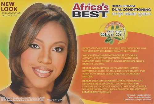 Africa’s Best Herbal Intensive No-lye Relaxer Kit Regular – Dual Conditioning Formula with Olive Oil